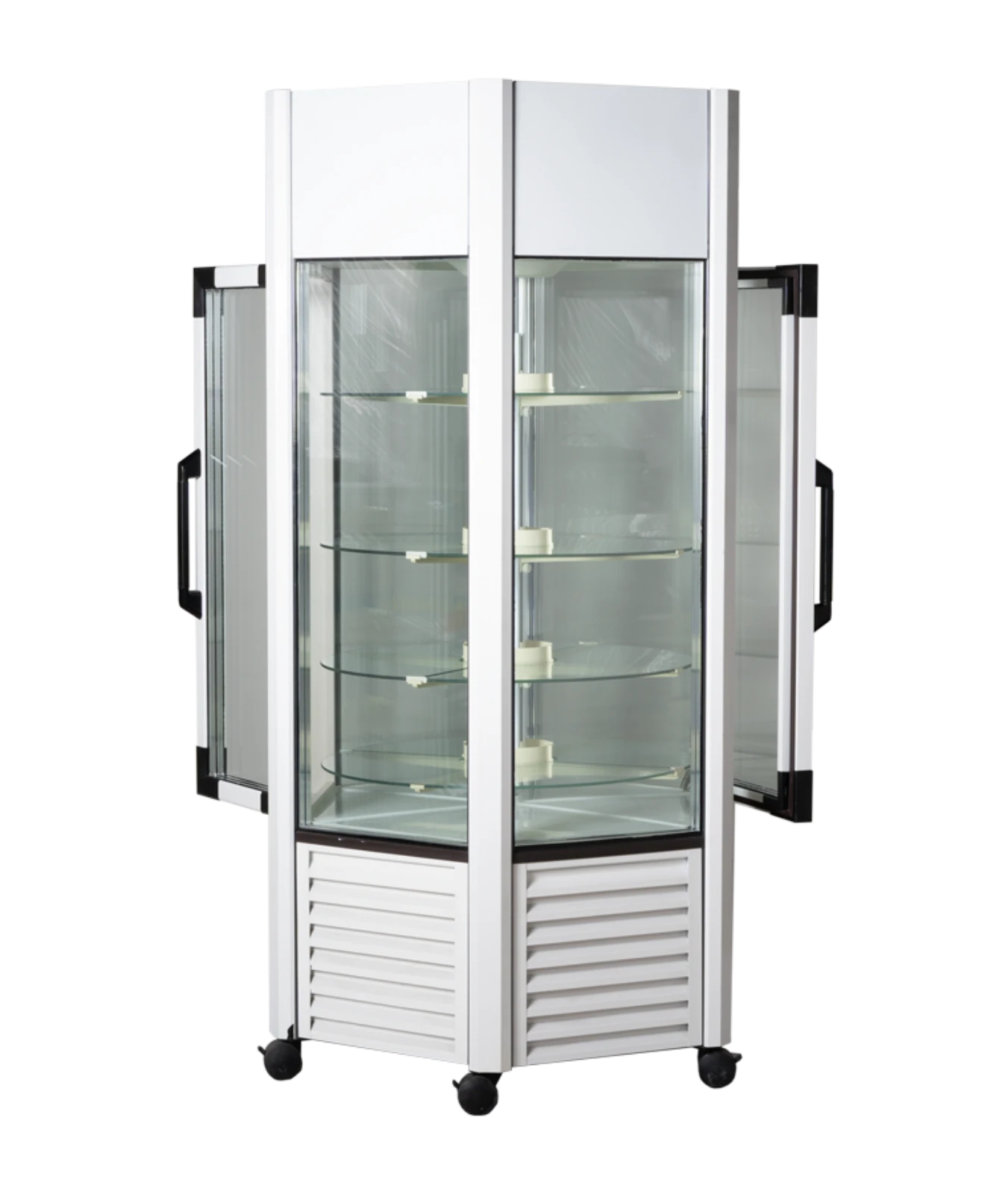 Six-sided glazed freezer column 