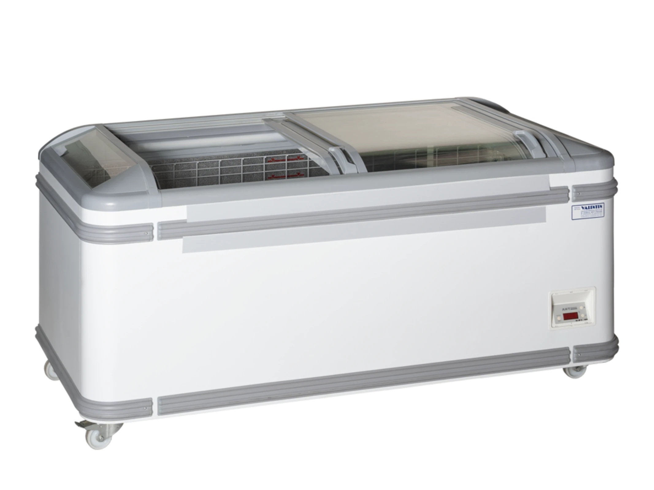 Refrigerated island with sliding glass lid